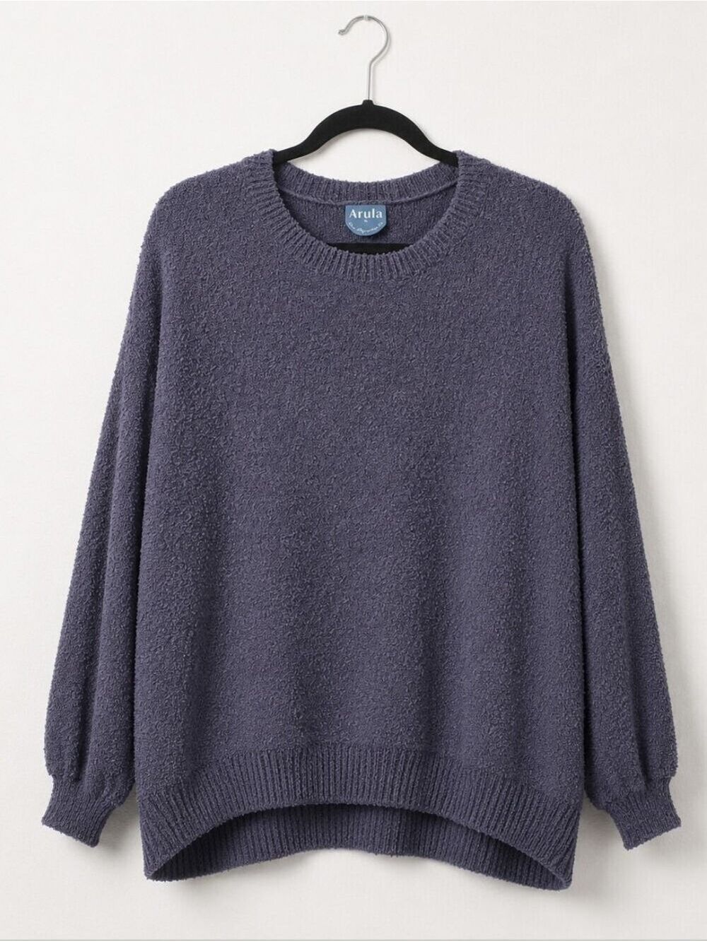 ARULA Women's Plush Fuzzy Crewneck Sweater in Charcoal XL